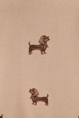 Louisa Weiner Dog Crew Neck Sweatshirt Mocha