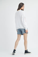 American Flag Drop Shoulder Sweater Off White