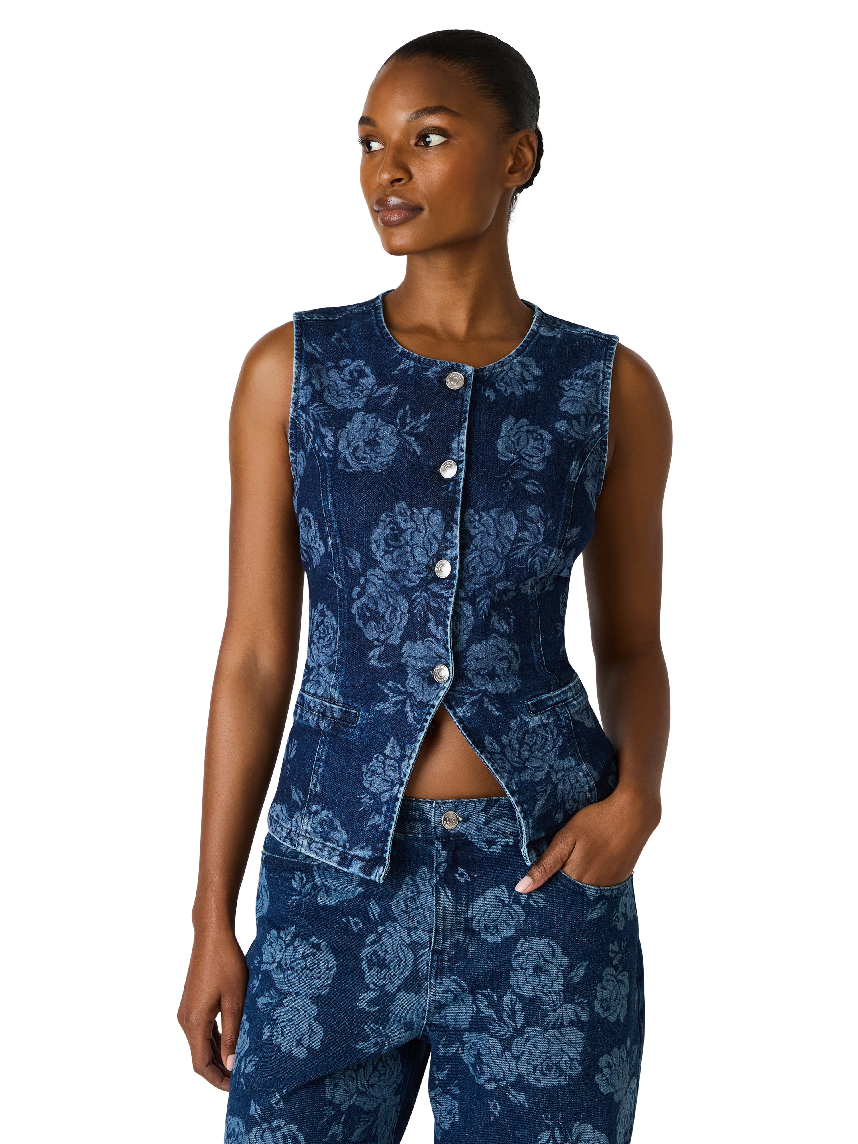 Wesley Denim Vest Rose Frost