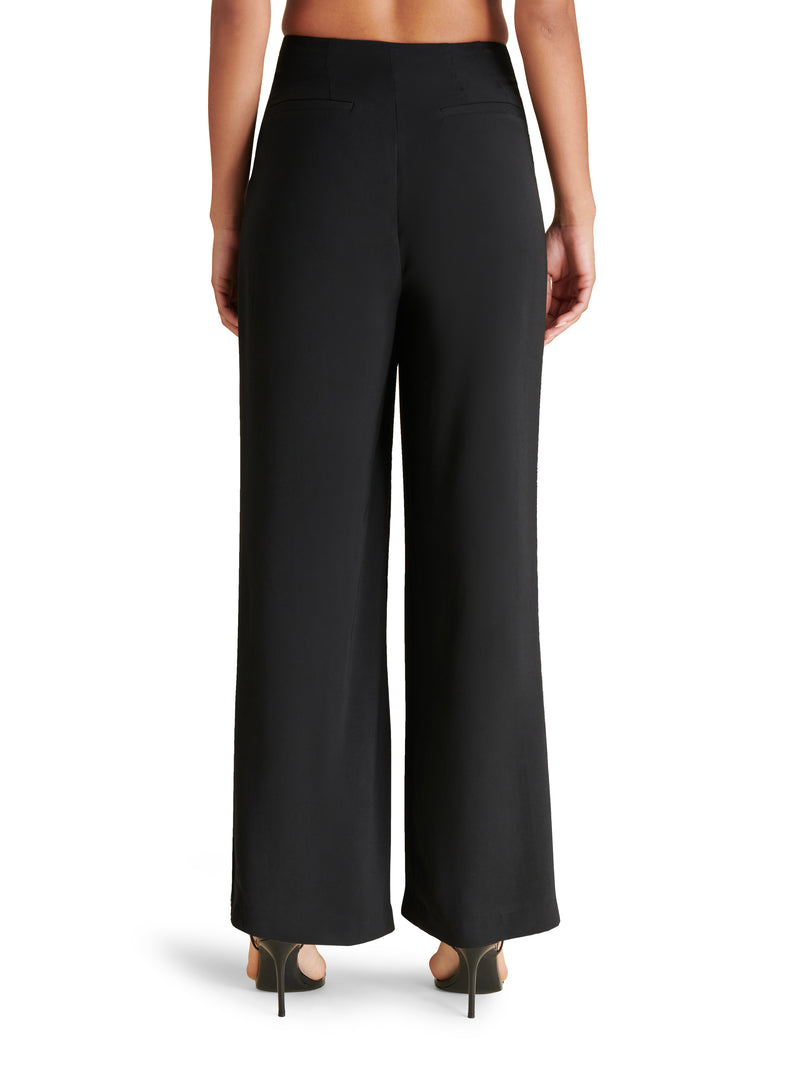 Angelica Pleated Wide Leg Crepe Trouser Black