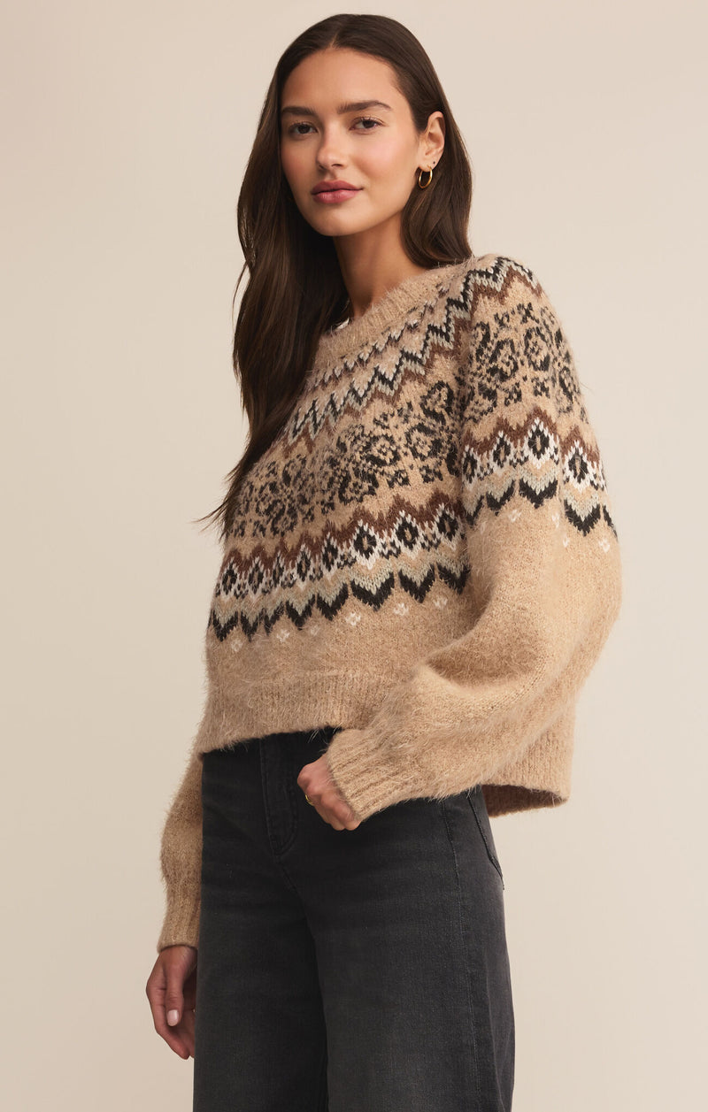 Kenaby Fair Isle Sweater Oatmeal Heather