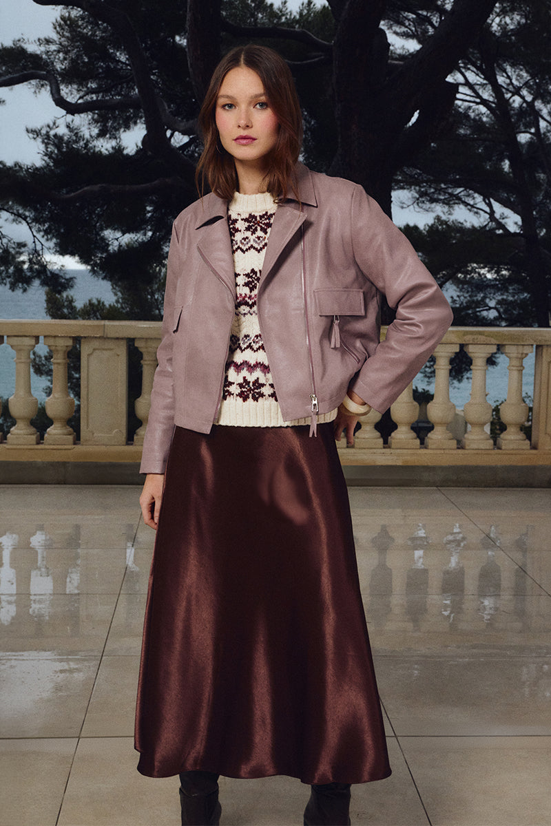 Blakely Satin Midi Skirt Chocolate