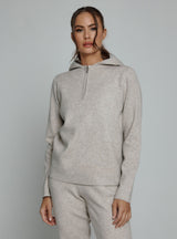 Zoe Half Zip Hoodie Stone