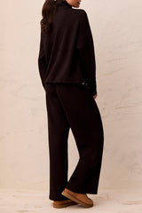 Mock Neck Zipper Top Black