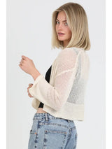 Light Weight Open Knit Sweater Cardigan Ivory