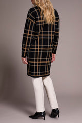 Pocket Front Coatigan Black Plaid