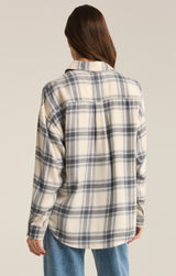 River Plaid Button Up Shirt Thunder Cloud