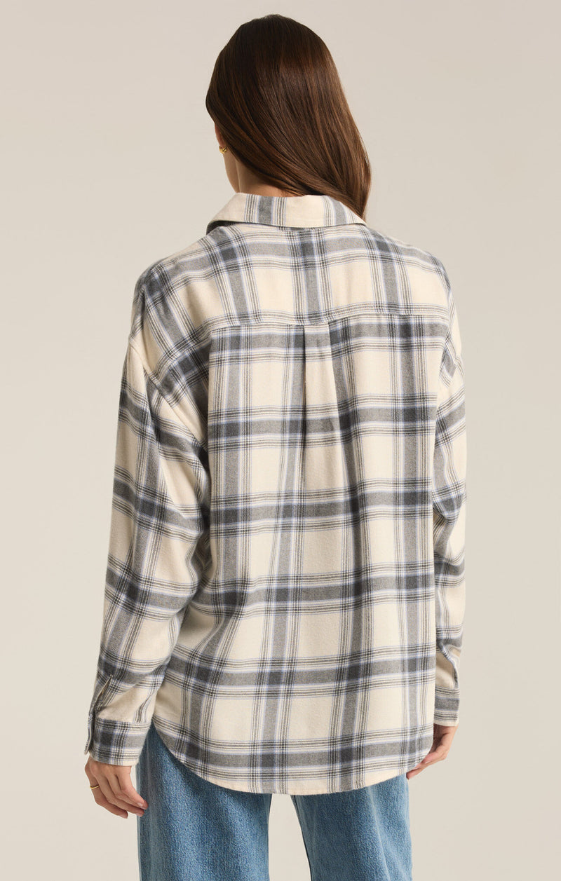 River Plaid Button Up Shirt Thunder Cloud