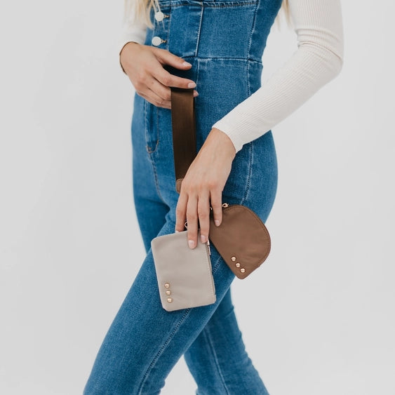Dolly Dual Pouch Wristlet Khaki + Brown