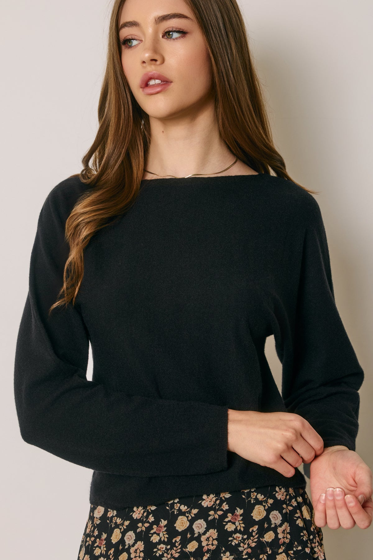 Batwing Sleeve Sweater Black