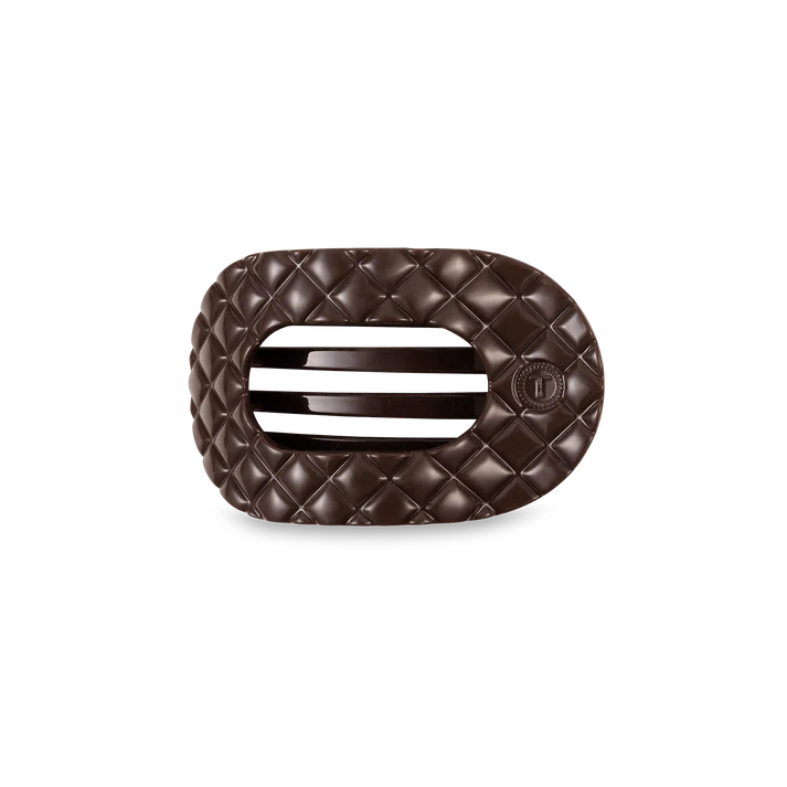 Teleties Medium Flat Round Hair Clip Truly Taupe Quilted