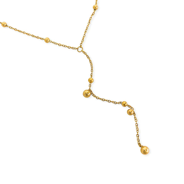 Dainty Beaded Lariat Necklace - Gold