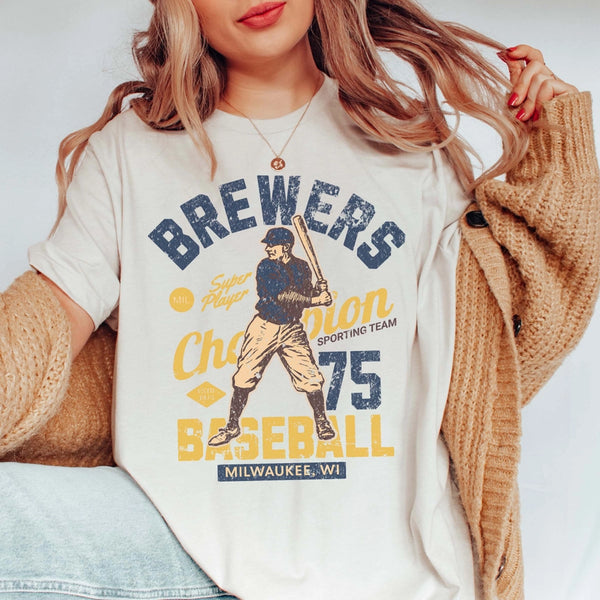 Brewers Vintage Baseball Team Wholesale Tee Natural