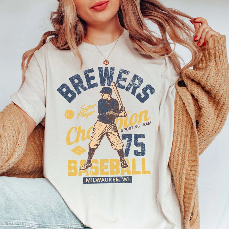 Brewers Vintage Baseball Team Wholesale Tee Natural
