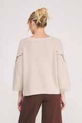 Button Sleeve Moss Stitch Sweater Latte
