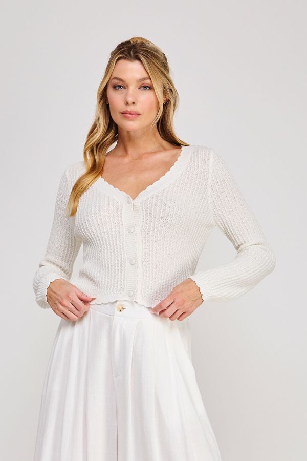Scarlett Knit Covered Button Cardigan Cream