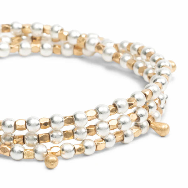 Multiwear Metal Beaded Wrap Classic | Teardrop Gold & Silver
