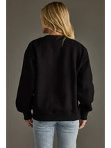 Textured Game Day Crew Neck Sweatshirt Black + Camel