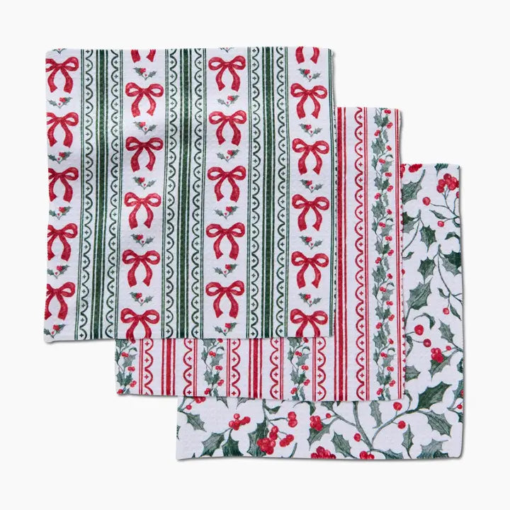 Geometry Dishcloth Set Christmas Ribbons