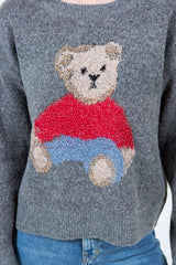 Textured Teddy Bear Sweater Grey