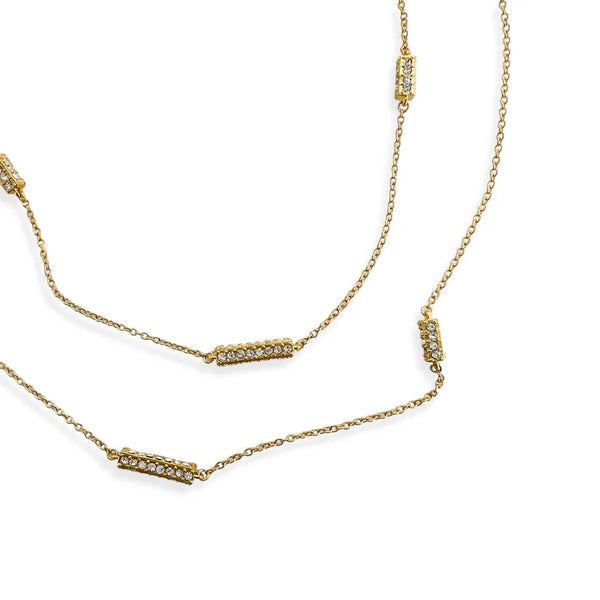 Crystal Bars Gold Plated Necklace