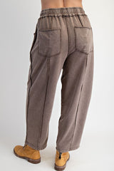 Mineral Washed Terry Knit Barrel Pants Mocha