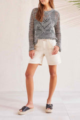 Audrey Patch Pocket Girlfriend Shorts Ecru