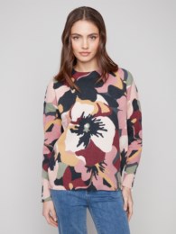 Printed Mock Neck Sweater Flowery
