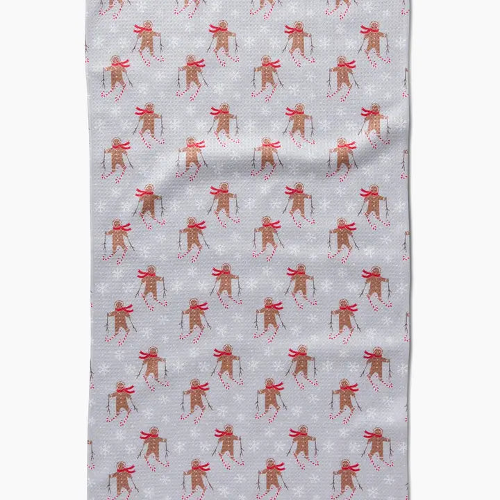 Geometry Tea Towel Gingerbread Skiers