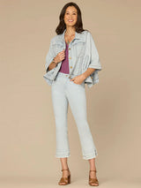 Button Down Collared Welt Pocket Caplet Light Blue