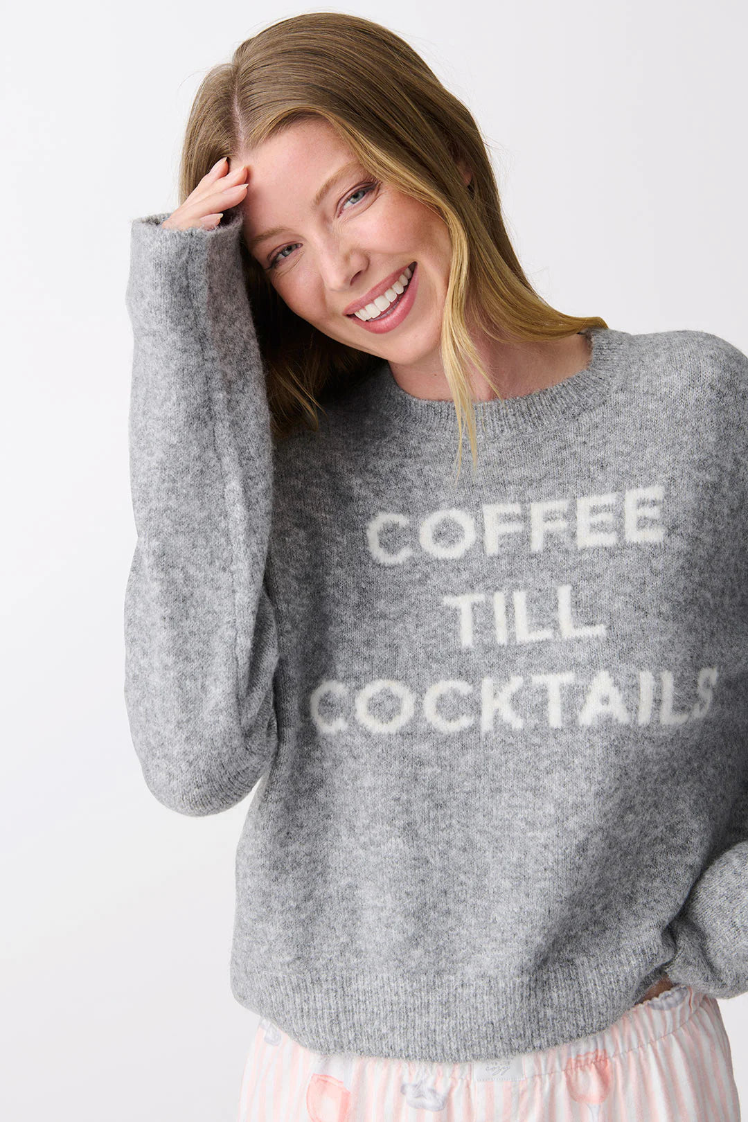 Coffee Till Cocktails Sweater Top Frost Gray