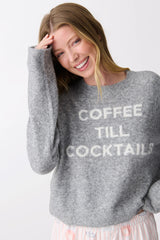 Coffee Till Cocktails Sweater Top Frost Gray