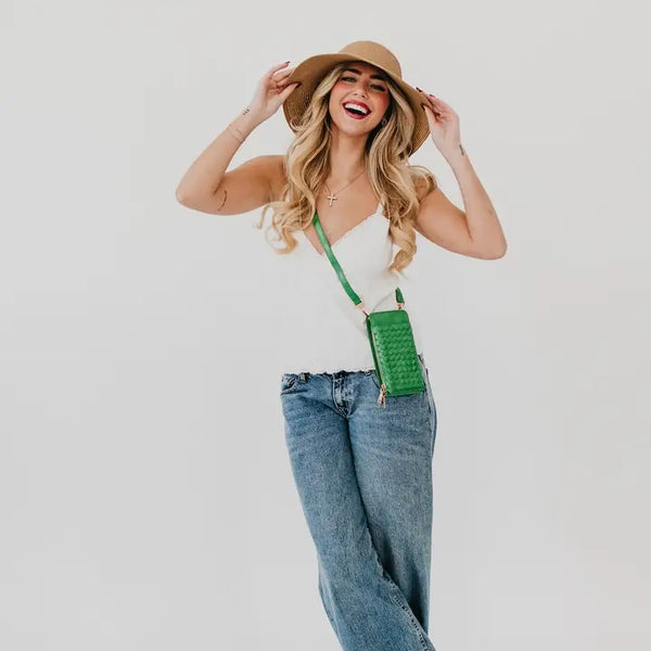 Woven Double Duty Phone Bag Emerald