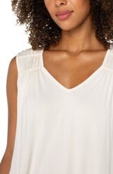 Shirred Detail Knit Tank Whipped Cream
