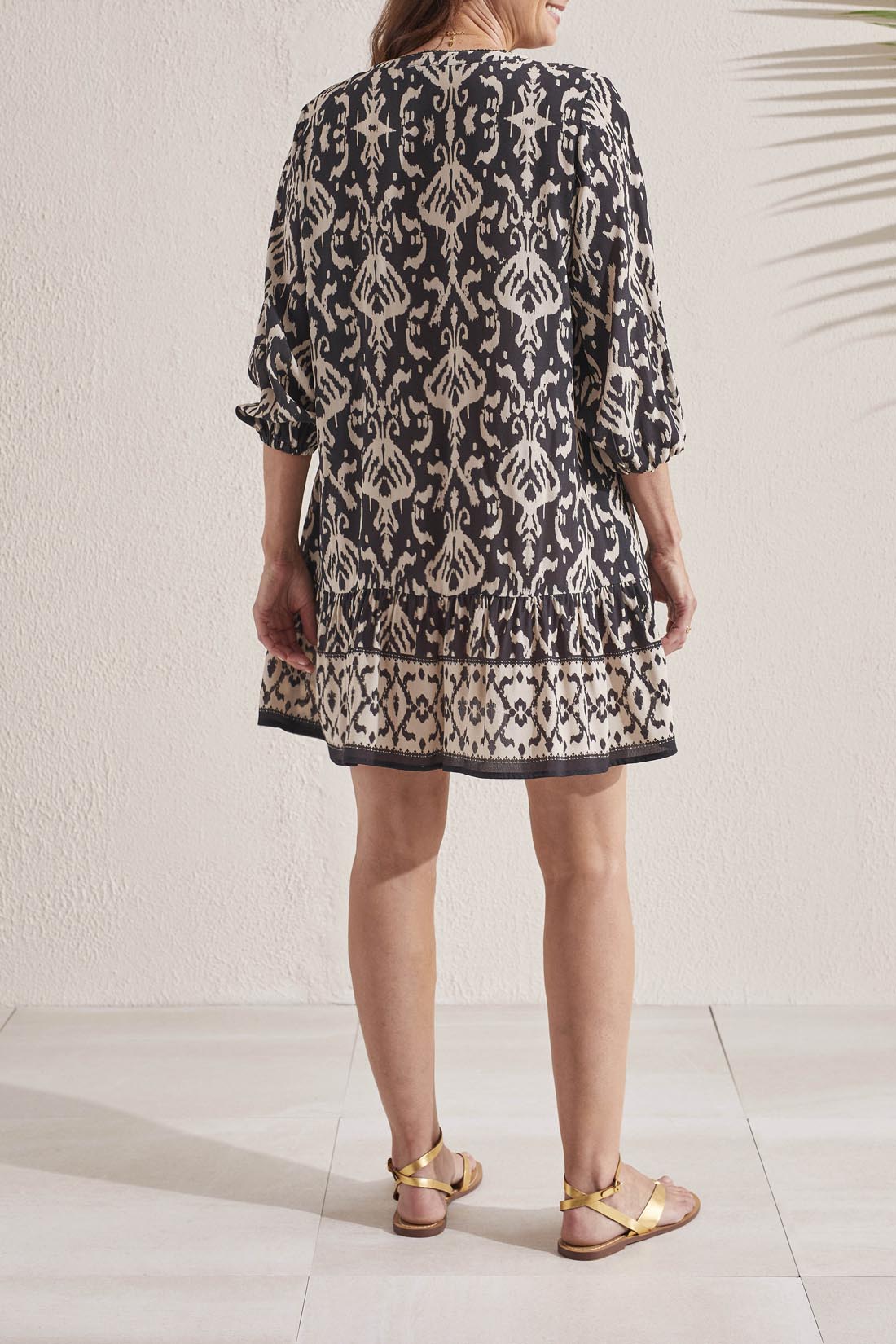 Bottom Frill 3/4 Sleeve Dasmask Dress French Oak