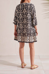 Bottom Frill 3/4 Sleeve Dasmask Dress French Oak