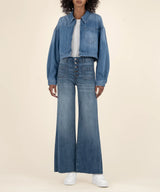 Luna Oversize Crop Zip Front Jacket Medium Wash