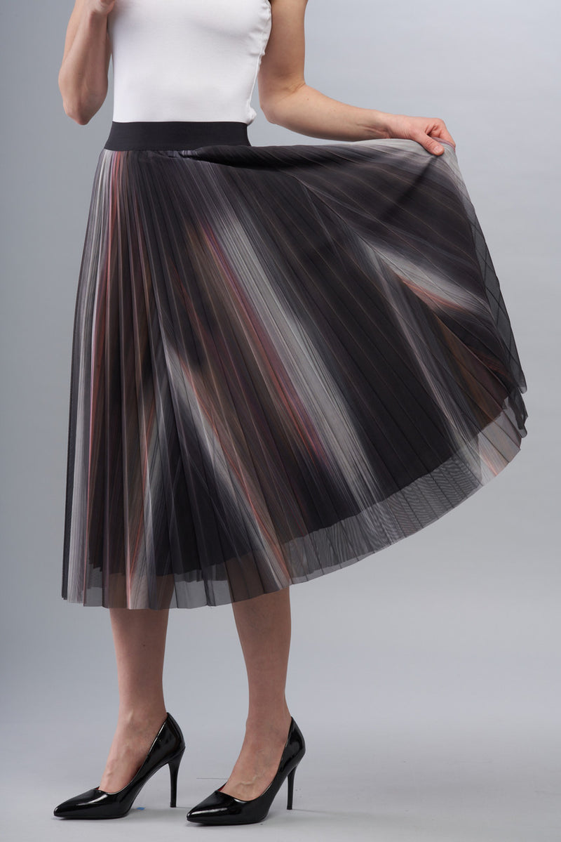 Shadow Print Ombre Pleated Skirt Light Shade