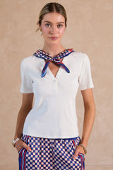 Racetrack Prep Sailor Collar Top White Multi