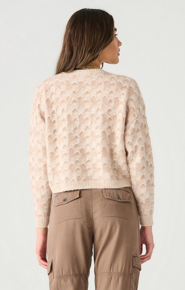 Scallop Stitch Sweater Barely Pink Melange