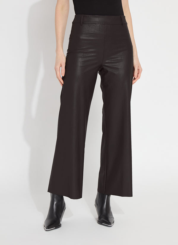 High Waist Vegan Leather Wide Leg Pants Double Espresso