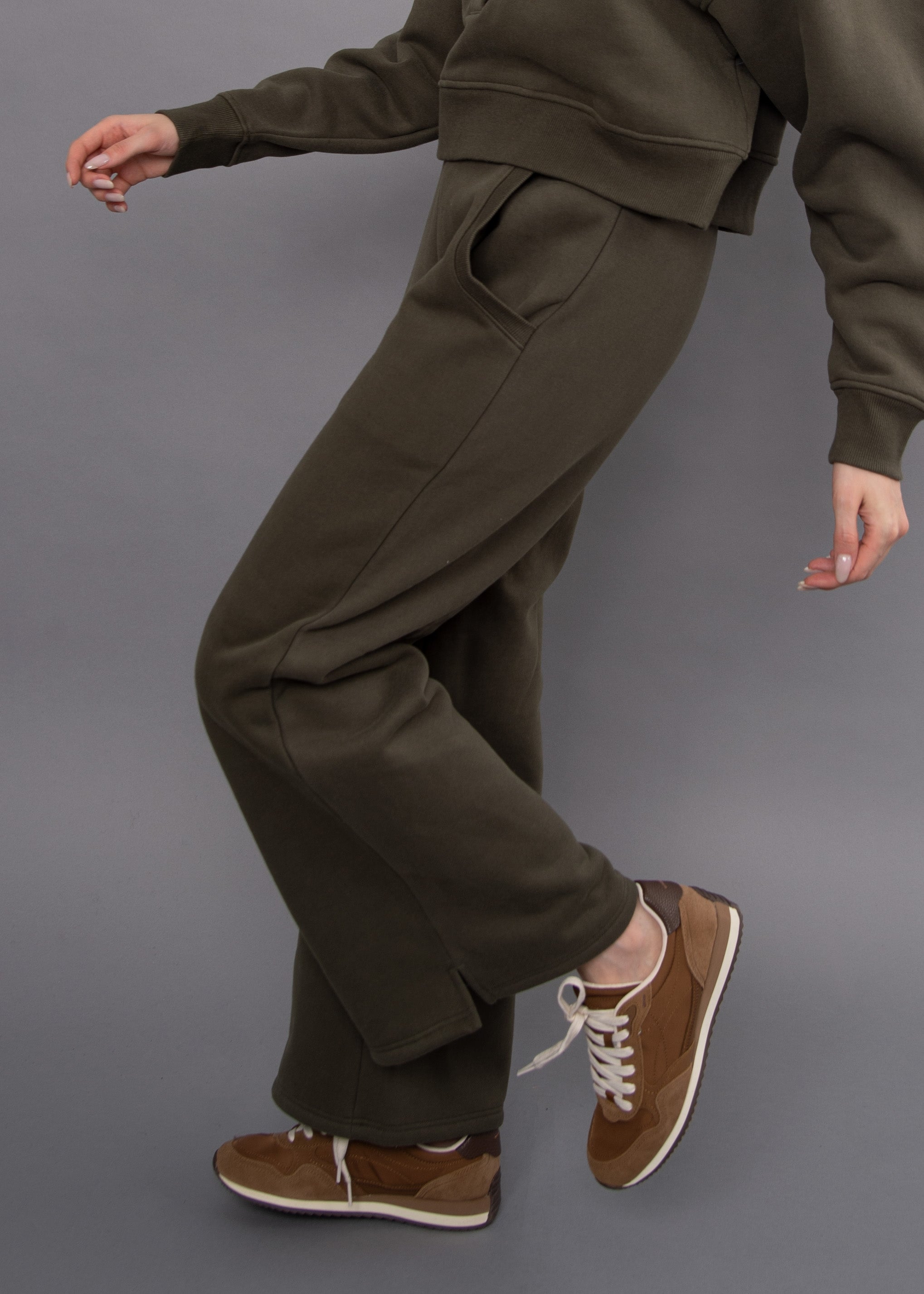 Pandora Side Slit Drawstring Pants Army Green