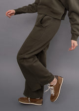 Pandora Side Slit Drawstring Pants Army Green