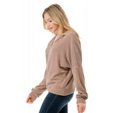 Ribbed Textured Hoodie Taupe
