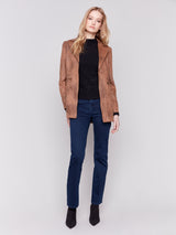 Vintage Texture Sueded Long Jacket Truffle