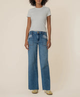 Maya Porkchop Pocket Wide Leg Raw Hem Jeans Success