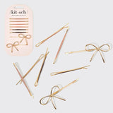 Metal Enamel Cloud & Bow Bobby Pins Set - 8pc