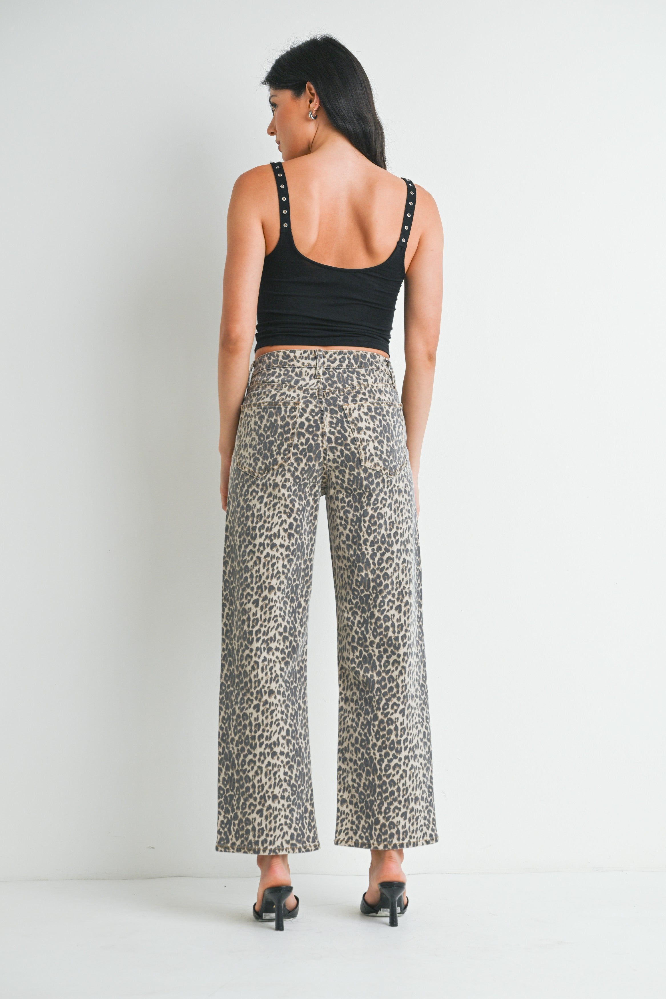 High Rise Straight Leg Specialty Jeans Leopard
