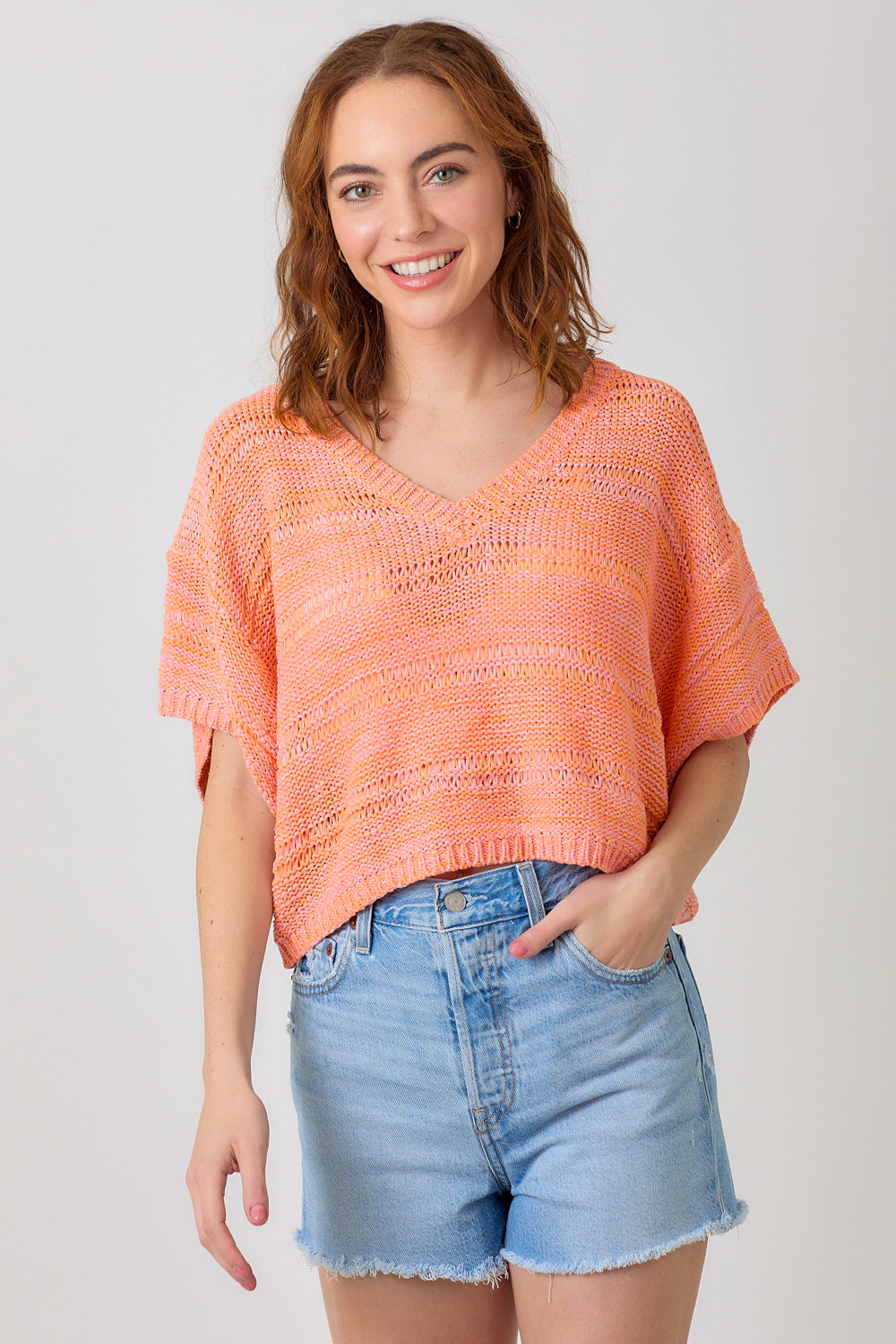 Melange Relaxed Pullover Sweater Sun Blush