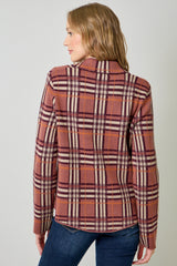 Check Patterened Sweater Jacket Berry Mix